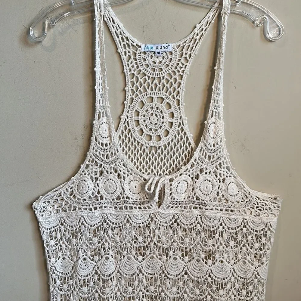 Blue Island Crochet Swimsuit Cover-up L/XL